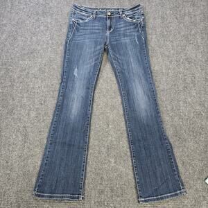 LA Idol Jeans Womens 11 Blue Bootcut Flap Pocket Studded 33x34
